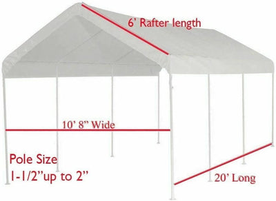 10X20 Canopy Tarp Set (5pc) Paneling and Top Set Valanced Tarp Kit Carport