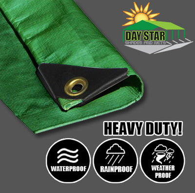 DAY STAR SHADES Extra Heavy Duty 12 mil GREEN Tarp 3 Ply Coated Reinforced Canopy 3 Layer