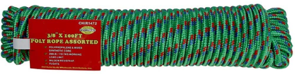 3/8 in. x 100 ft Polypropylene Utility Rope, Assorted Colours