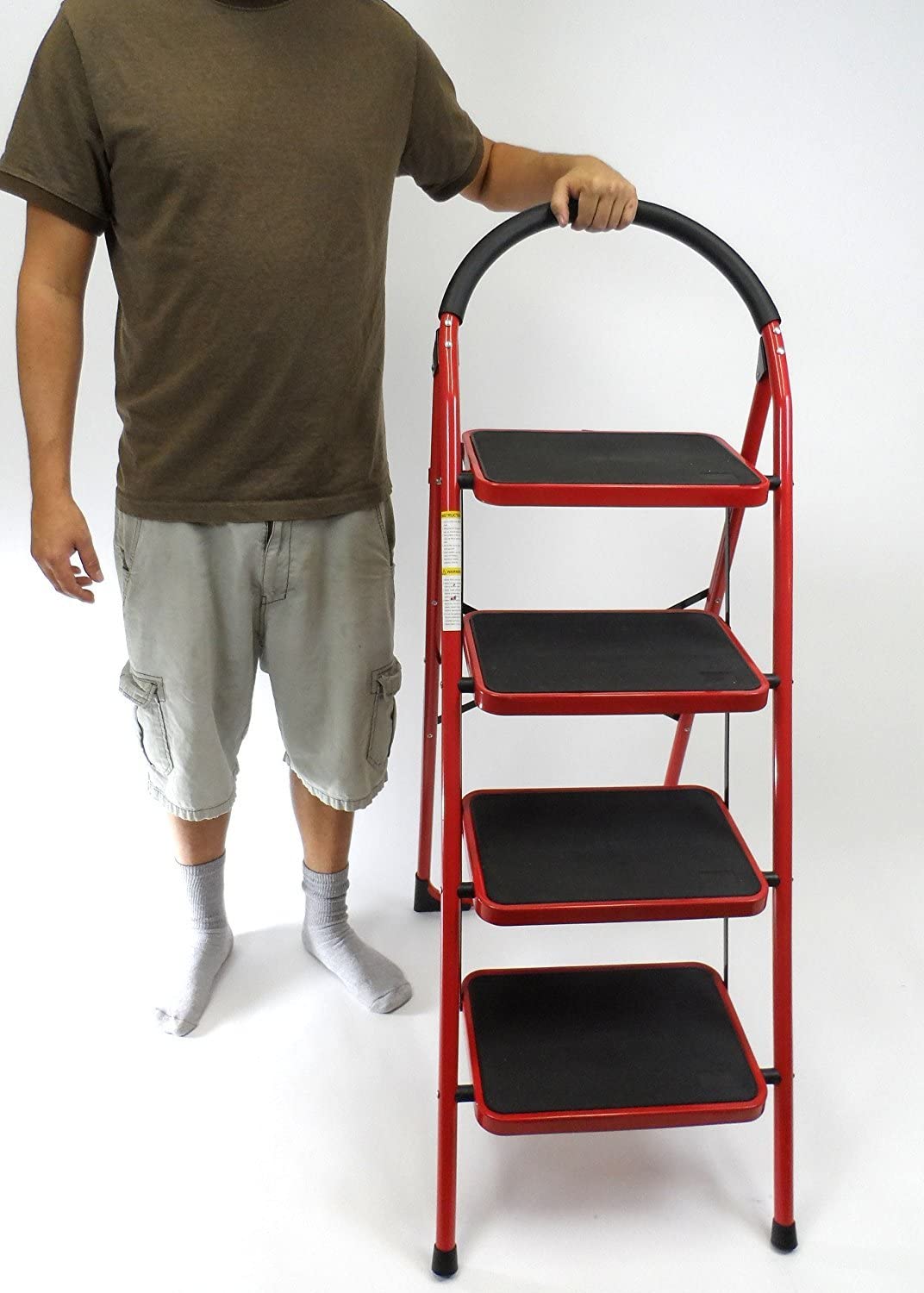 Rv Windshield Ladder Jumbo 4 Step Stool XL Steps Heavy Duty Motorhome Ladder, 4 Steps