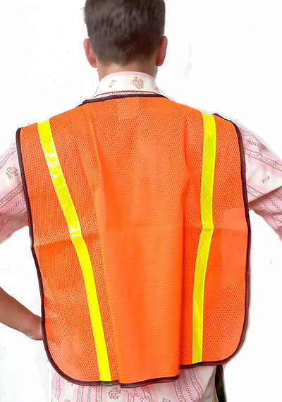 Adjustable Safety Vest Bright Neon Orange Reflective Crossing Gaurd Vest XL