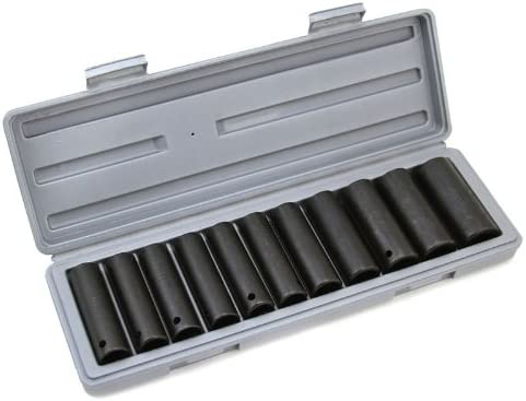 12 PC Metric 1/2" Drive Deep Impact Socket Set MM CV