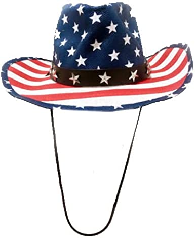 Voyager Tools Patriotic Cowboy Hat USA Flag Straw Mardi Gras Summer Spring Sturdy Unisex (Stars and Stripes)