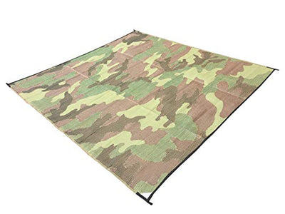 10' x 10' Outdoor RV Patio Mat Combo Set with Stakes and Carry Bag (Green Camo)