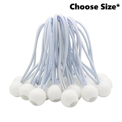 Premium Ball Bungees (50 PACK) Elastic Canopy Straps White