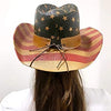 Voyager Tools Patriotic Cowboy Hat USA Flag Straw Mardi Gras Summer Spring Sturdy Unisex (Retro)