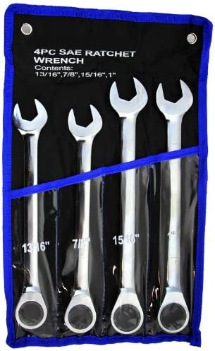 4 PC SAE JUMBO RATCHETING WRENCH SET COMBINATION RATCHET WRENCHES SAE