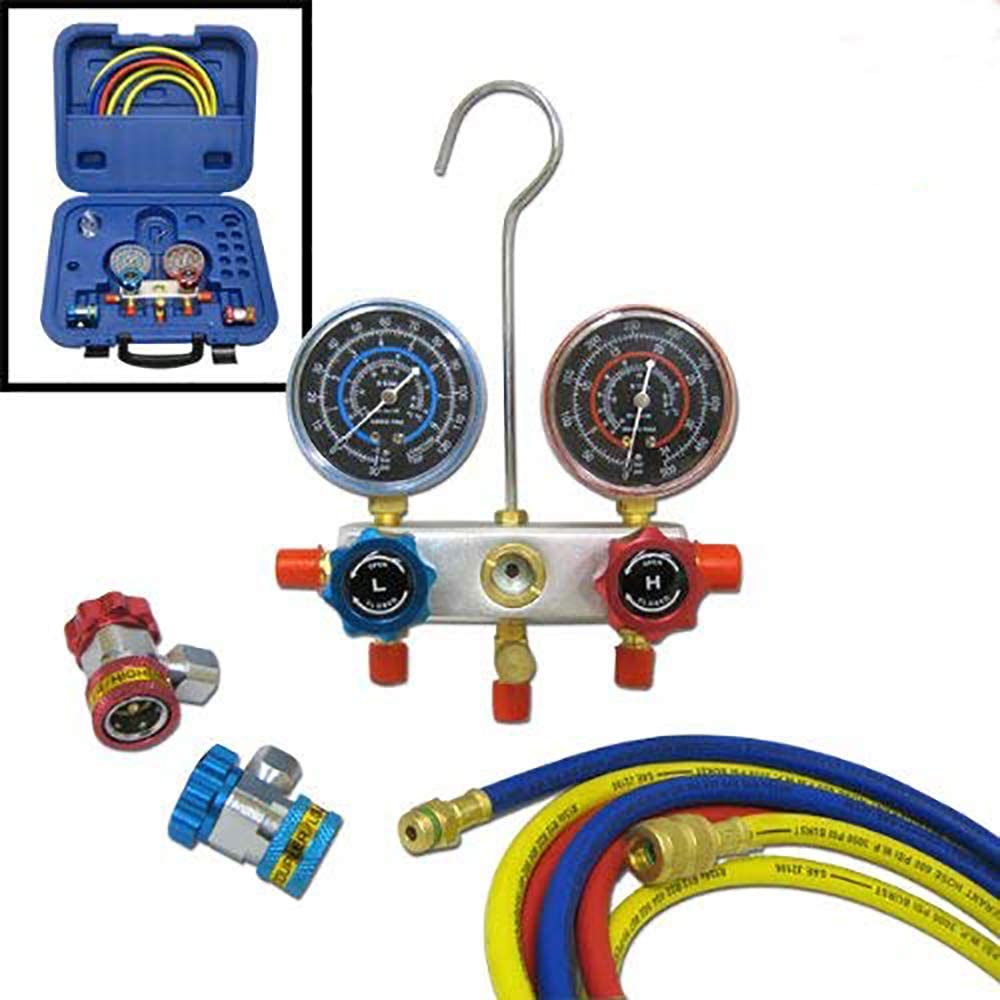 Deluxe R134a Aluminum Air Conditioner Manifold Gauge Set