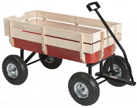 Voyager Tools All Purpose Beach Wagon 330lb Capacity Moving Wagon Red and Light Wood